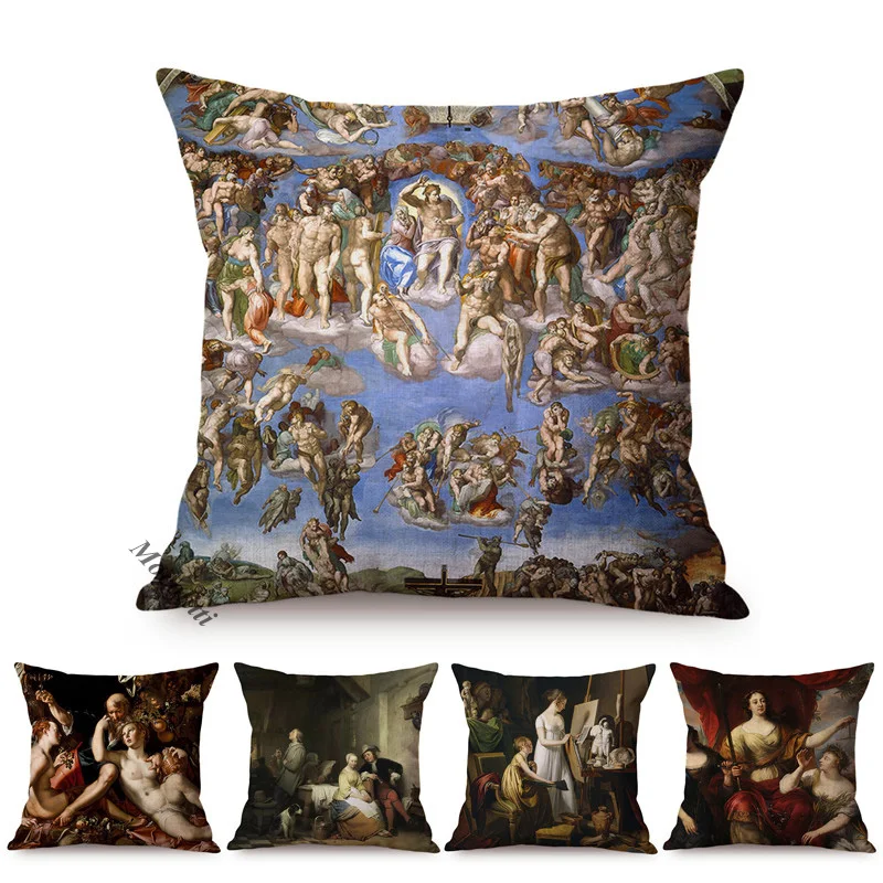 

Europe Renaissance Famous Oil Painting Art Cushion Cover Vintage Imperial Family Art Car Sofa Chair Throw Pillow Case cojines