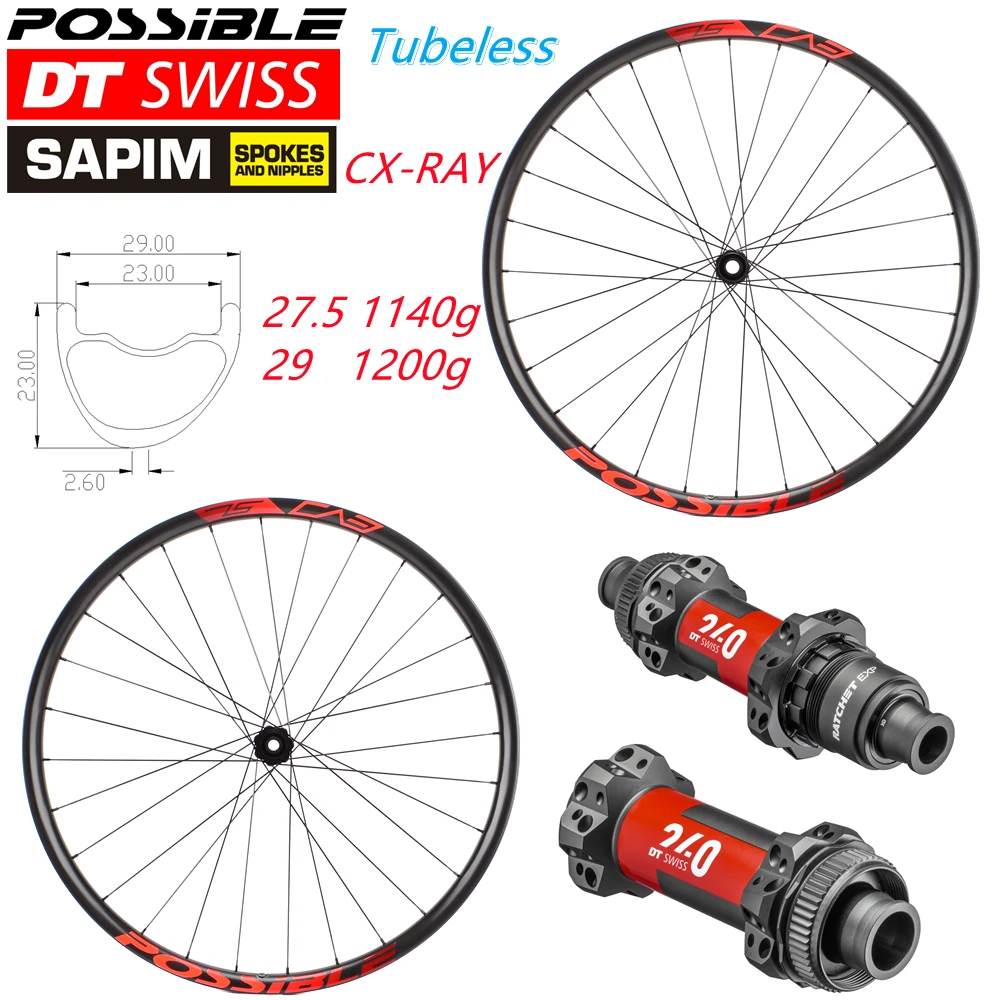 

29er 27.5 MTB Wheels Super Light DT Swiss 240 Hub CX-RAY Spokes Mountain Bike Carbon Wheel Tubeless Ready XC Wheelset Hookless