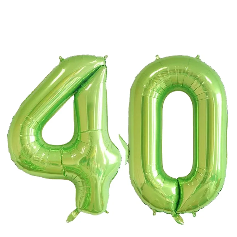 

40-дюймовый фруктово-Зеленый цифровой воздушный шар с алюминиевой пленкой на день рождения вечерние украшения воздушные шары оптом 50 штук
