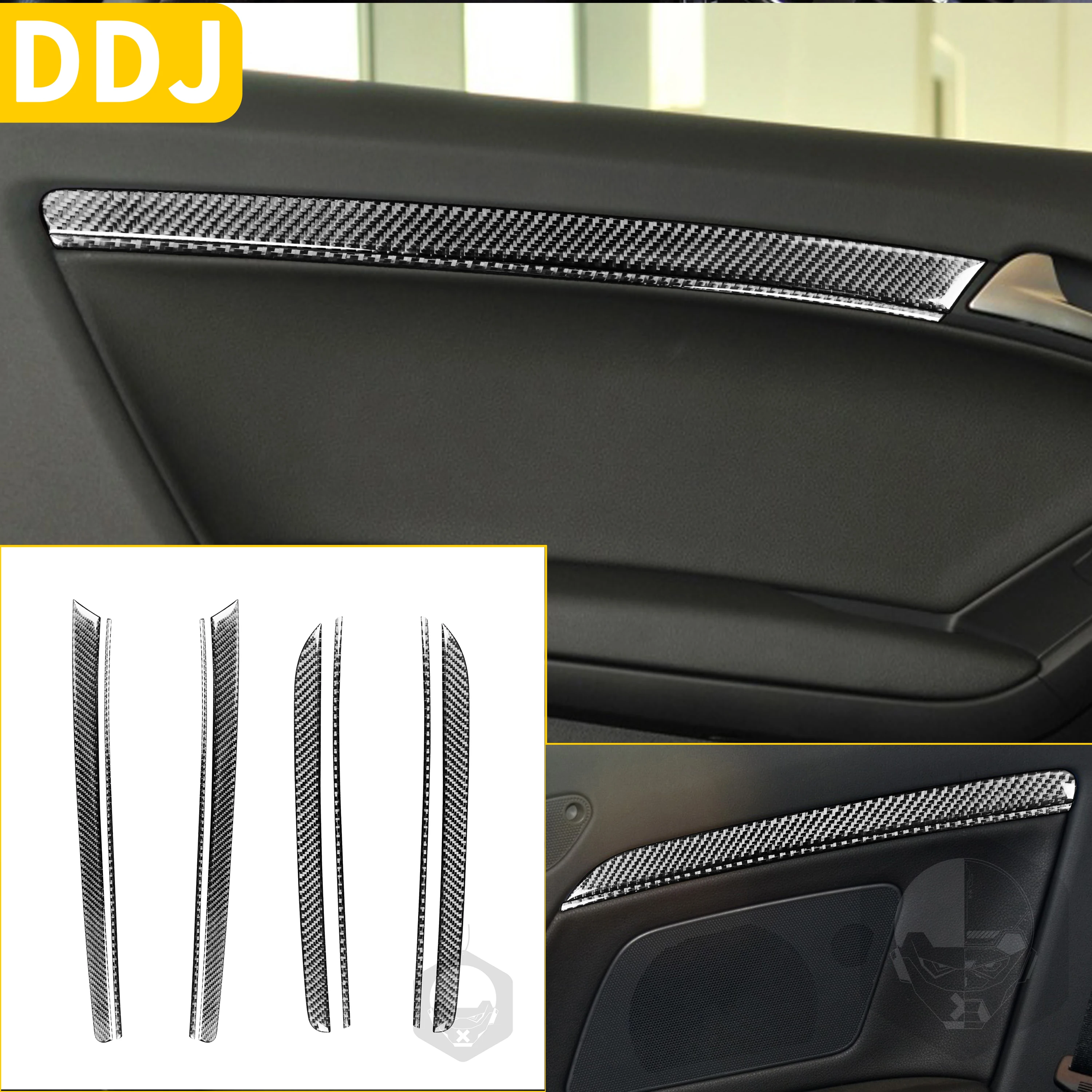 For Audi A5 B8 A4 2008-2016 Accessories Carbon Fiber Car Interior Door Trim Interior Door Panel Update Cover Stickers Decoration