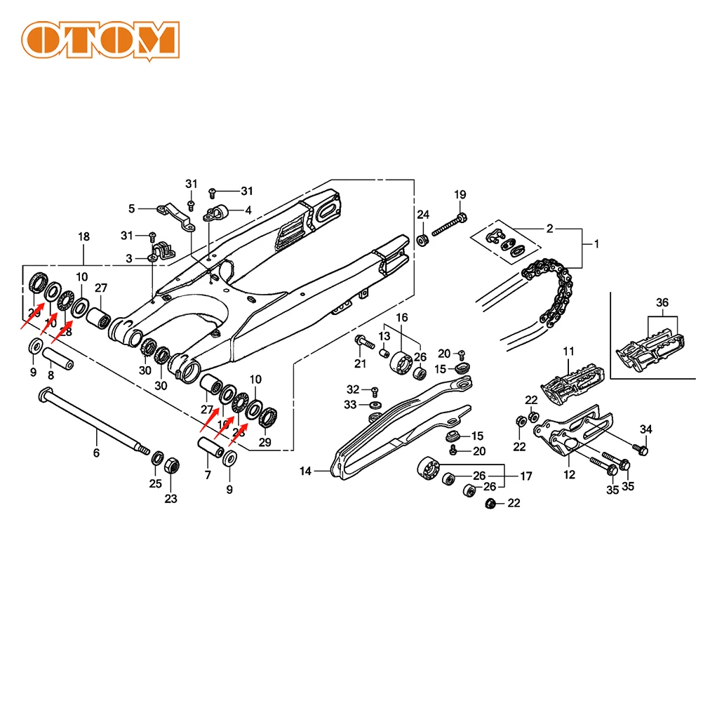 OTOM Motorcycle High Quality Rear Fork Thrust Bearing Swingarm Side Washer Gaskets For HONDA CR CRF KAWASAKI KLX KX 250 450 125