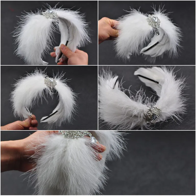 Women Princess Ballet Hair Accessories Headband Top For Wedding Christmas, Swan Lake Ballet Feather Headdress With Rhinestone