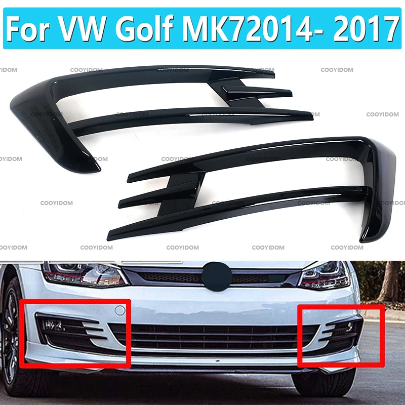 1 Pair For VW For Golf MK7 2014 2015 2016 2017 ABS Car Front Fog Lamp Eyebrow Wind Knife Cover Trim Fog Light Eyebrow Eye Lid