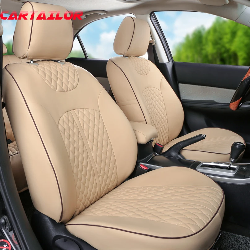 

CARTAILOR PU Leather Car Seat Cover for Mitsubishi Pajero Seat Covers Cars Custom Fit Leatherette Cushion Protector Accessories