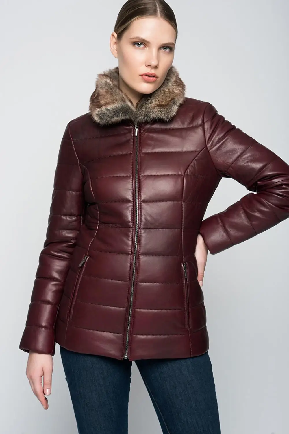 Echt schaffell Maroon echtes leder jacke neue winter mode, schnelle mode mode hause