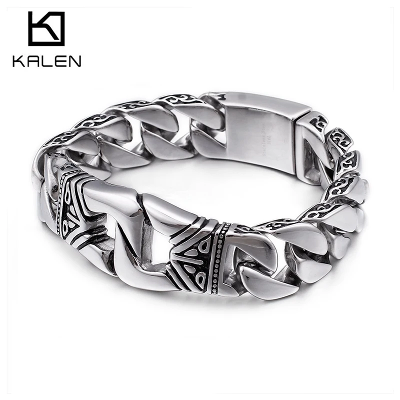 

Тяжелый 18 мм массивный кубинский браслет-наручники для бокса мужские ювелирные изделия из нержавеющей стали 316