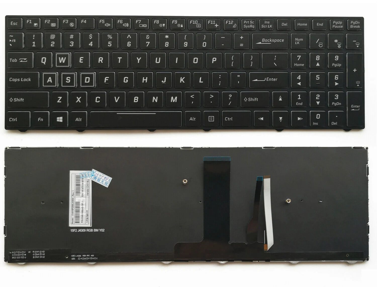 Portátil para Clevo pc Evo15-s Evo15s Preto 680-n85k00101 15f2ua17a0bqt5 Teclado Retroiluminado Cor dos Eua Novo