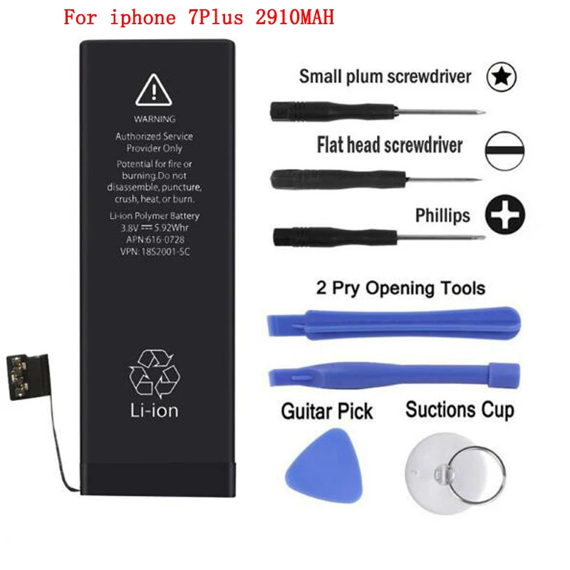 For iphone 7plus Battery 100% New 2910mah Replacement Battery For Iphone 7plus With Repair Tools Kit