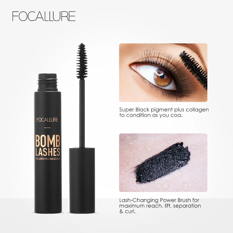 FOCALLURE Professional 3D Black Mascara Volume Curling Makeup Waterproof Thick Lengthening Eyes Beauty