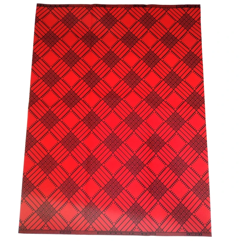 Red lattice Print Fashion African Wax Fabric High Quality Ankara Veritable Polyester Wax Fabric 6 Yards For Wedding Dress