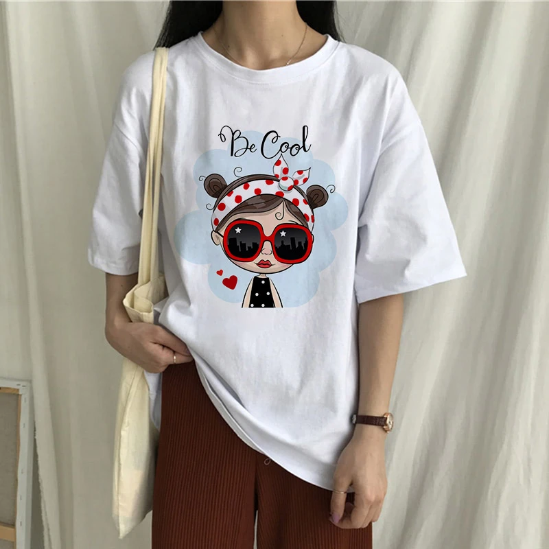 Women T-shirts Summer harajuku Casual Graphics Print Female T-shirt White Short Sleeve O-neck Fashion Ladies Tee Tops