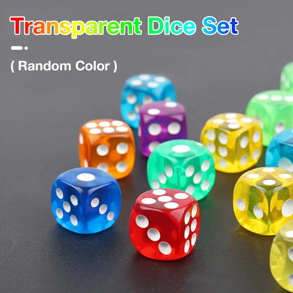 Quality 16mm Acrylic Transparent Red Dice White Point Dice Hexahedron Fillet Entertainment Bar KTV Dice Set