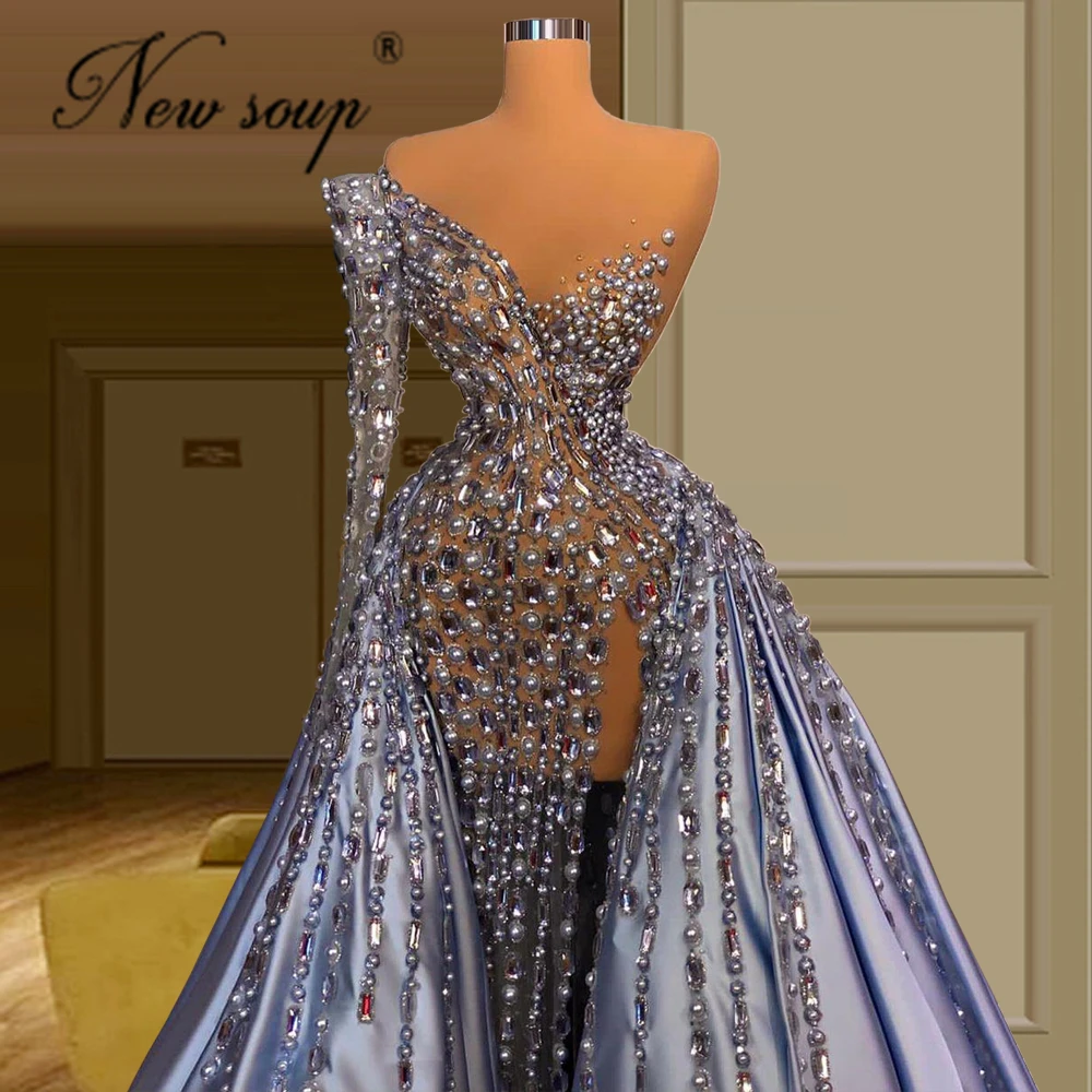 Gorgeous Beaded Evening Dresses 2021 African Dubai Evening Wear Formal Saudi Arabia Party Dresses Vestidos Formale Prom Dress