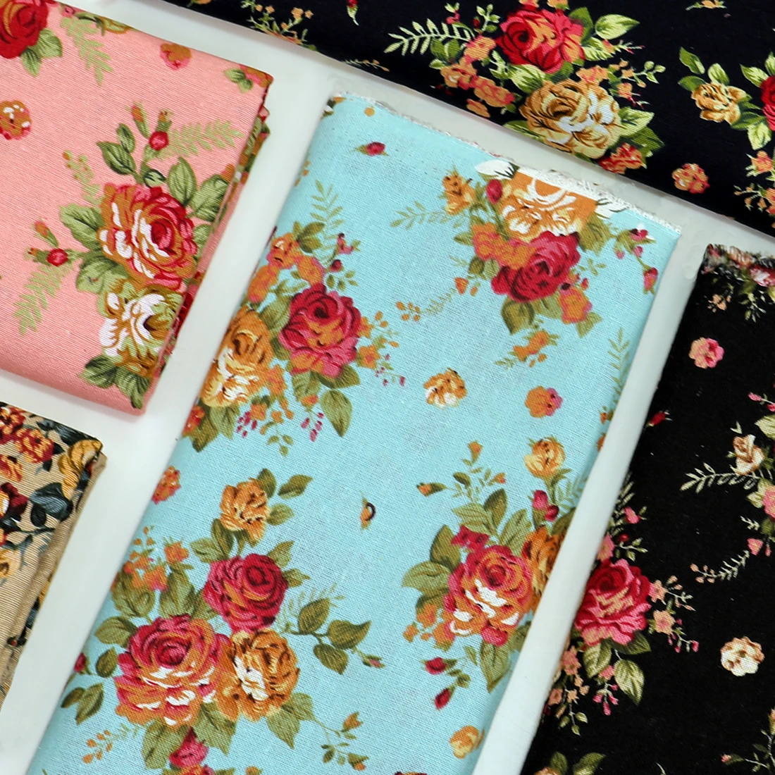 100% Cotton Digital Print Rose Pastoral Vintage Fabric For Sewing Tablecloth Patchwork Dress Floral Cloth