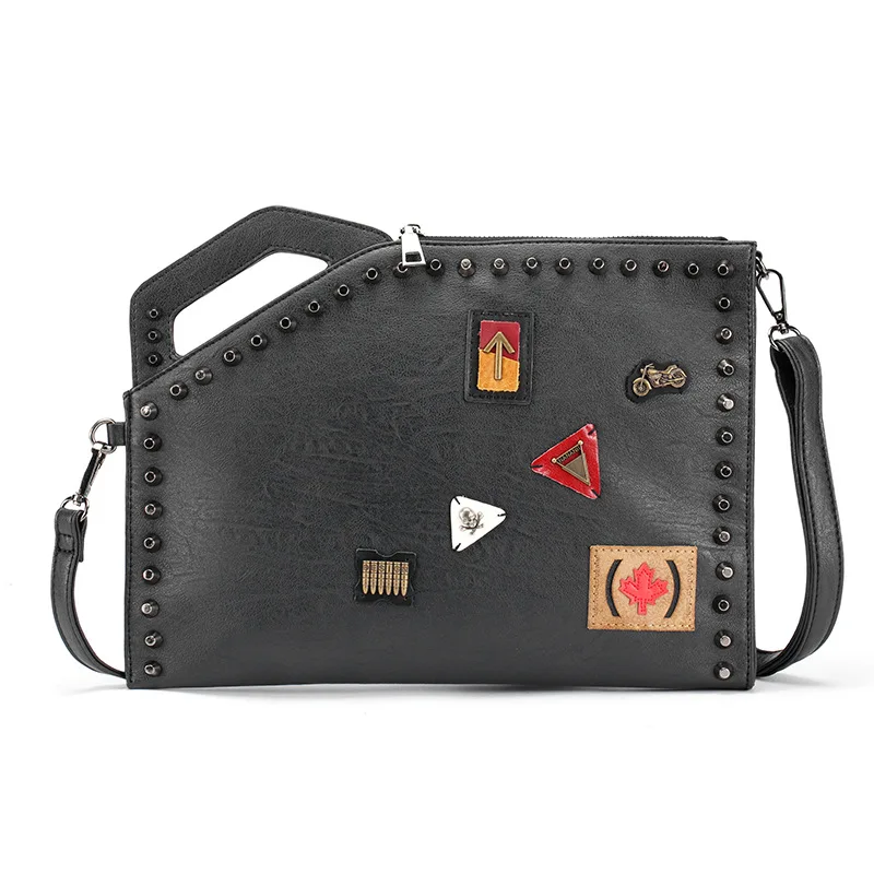 Bolso de mano con apliques de remaches para hombre, bolso de hombro de diseño de lujo, bolso cruzado de cuero PU para Ipad