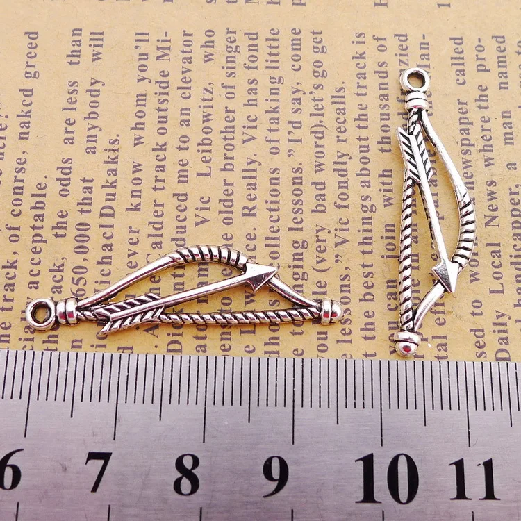 20pcs Handicraft Accessories Antique Silver Color Bow And Arrow Charms 10x37mm