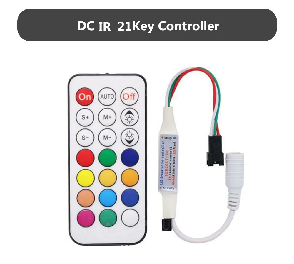 DC5-24V Pixel Strip Light Controller Mini 3key RF IR 14Key 17key 21key 5V USB RGB LED Controller For WS2811 WS2812B LED Strip
