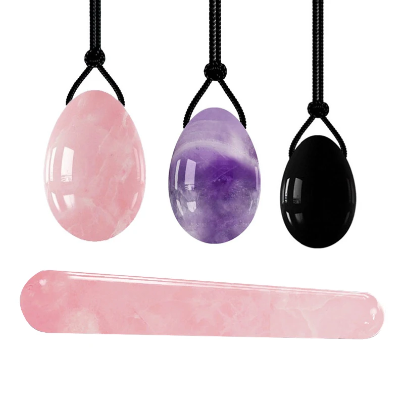 

3 pcs Rose Quartz Yoni Egg Set Jade Eggs Women Kegel Exerciser Jade Massager Vaginal Muscles Tightening Ball Crystal Kegel Eggs