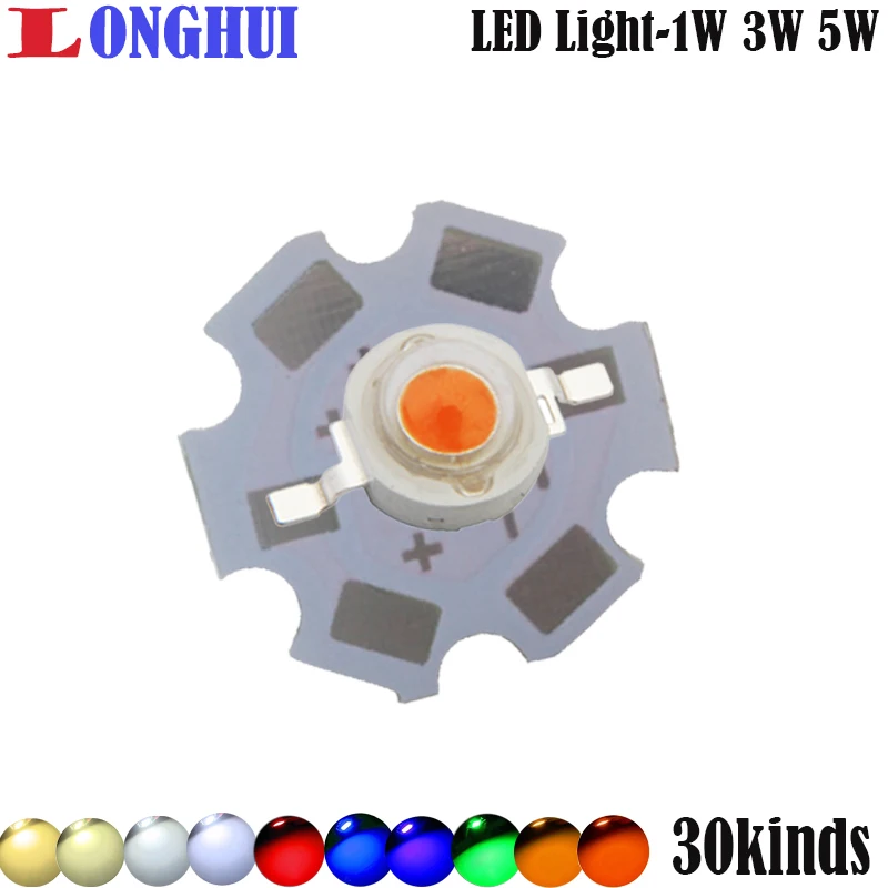 High-Power 3W/5W LED Chip COB with PCB Red Green Blue Color Warm/Cold White 660/440nm for Aquarium Floodlight Lighting