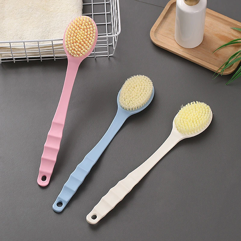 1PCS Soft Hair Dual Purpose Long Handle Rubbing Back Bath Brush Flower Ball For Adult