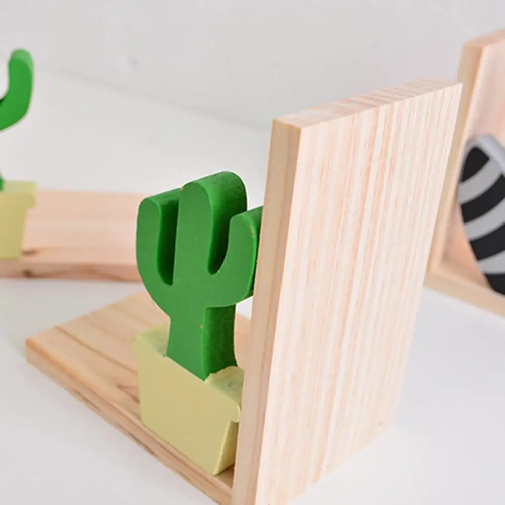 Bookends Book Storage Space-Saving ไม้ Decor ตกแต่งปฏิบัติ Bookshelf Decor ชั้นวางหนังสือ