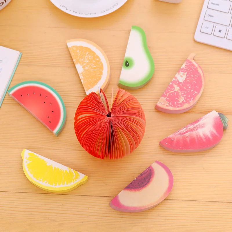 1pcs Fruit Sticky Memo Pads Apple Strawberry Post Note Planner Stickers Marker Tag Stationery Office School Supplies