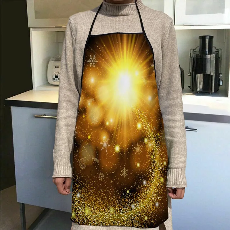 New Arrival Black Gold Art Apron Kitchen Aprons For Women Oxford Fabric Cleaning Pinafore Home Cooking Accessories Apron