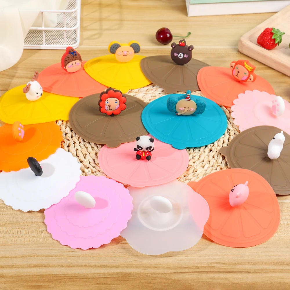 Cute Cartoon Animal Cat Paw Silicone Drinking Cup Cover Reusable Tea Coffee Lids Leakproof Dustproof Glass Mugs Bowl Suction Cap