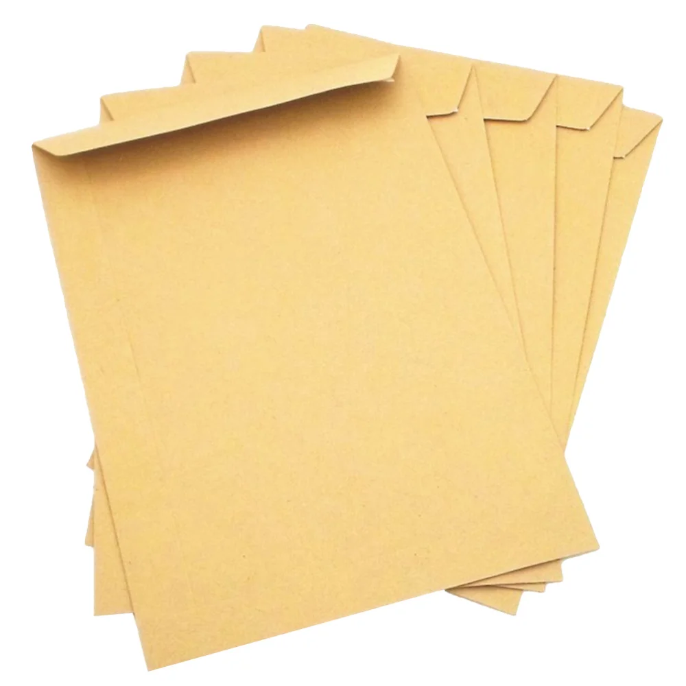 50pcs Kraft Paper Envelope Blank Classic Plain Color Envelopes for Office School Business Letter Storage Envelope (229x162mm)