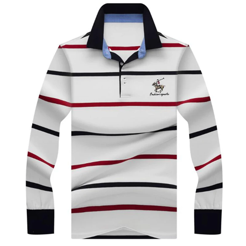 Autumn winter new men polo high quality striped polo shirt fashion casual long sleeves polo shirt brand clothing men top polos