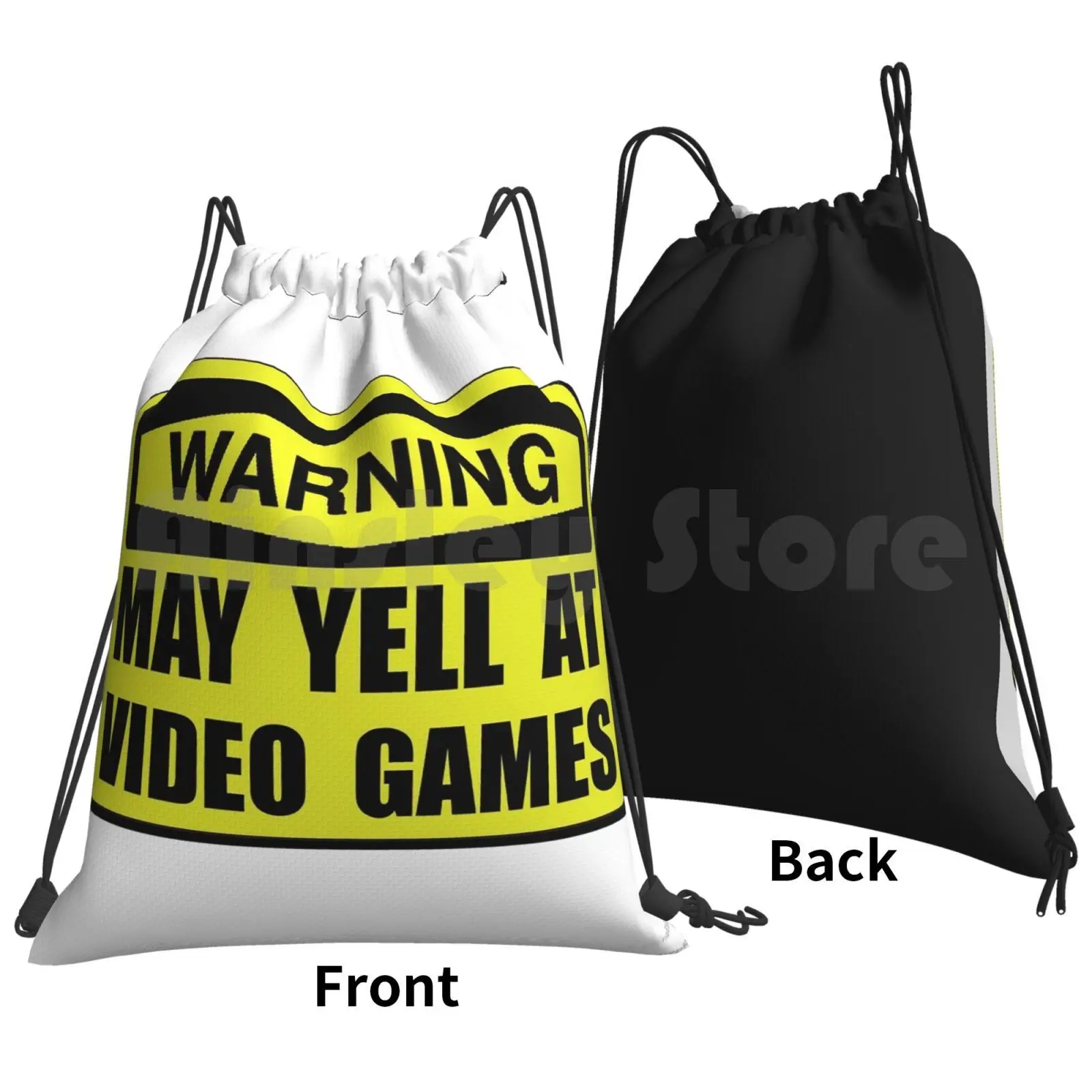 Warning Yell At Video Games Backpack Drawstring Bag Riding Climbing Gym Bag Warning Funny Humorous Video Game Gamer Yell Fan