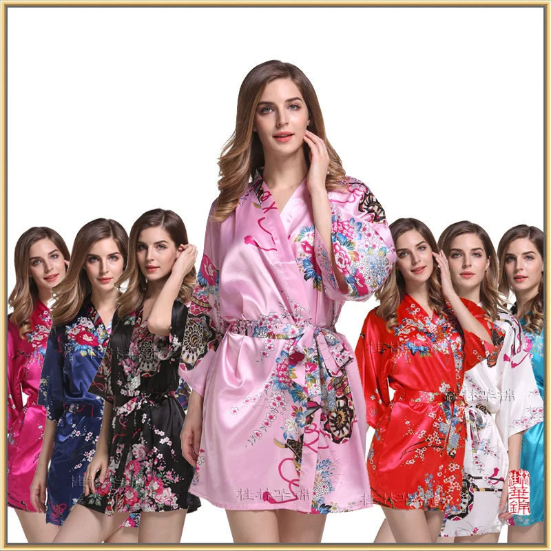 

Thick Satin Flower silk robes Women loungewear WQ23