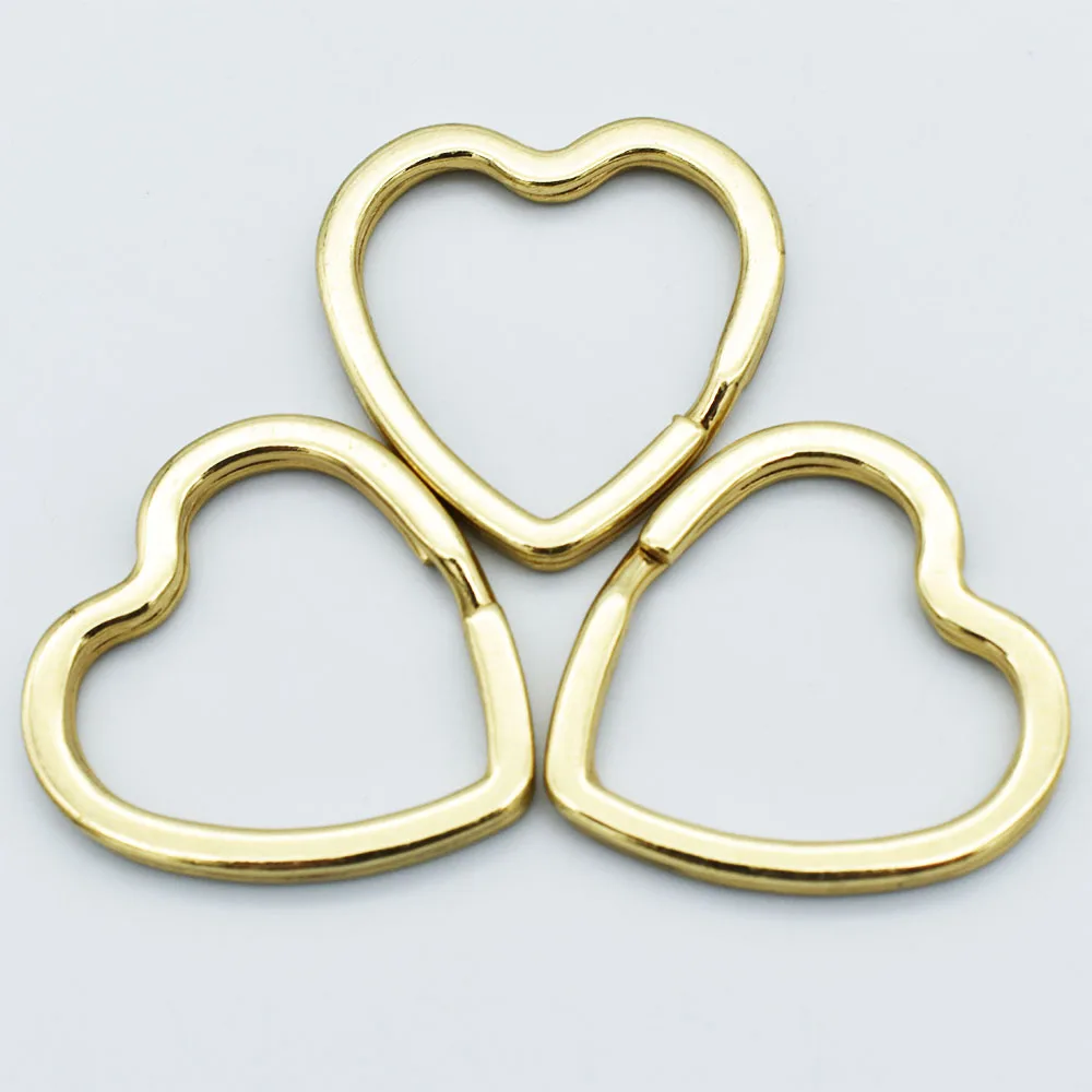 Light Gold Heart Shaped Split Key Ring Metal Key Ring Key Chains Lovely Shape Key Ring DIY Handmade Decoration Accessories 30mm