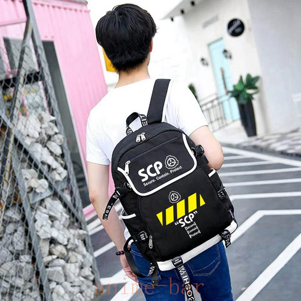 SCP Foundation Backpack Men Black Backpacks Laptop Shoulder Bags Teens Kids Travel Bagpack Cartoon Packsack Student School Bags