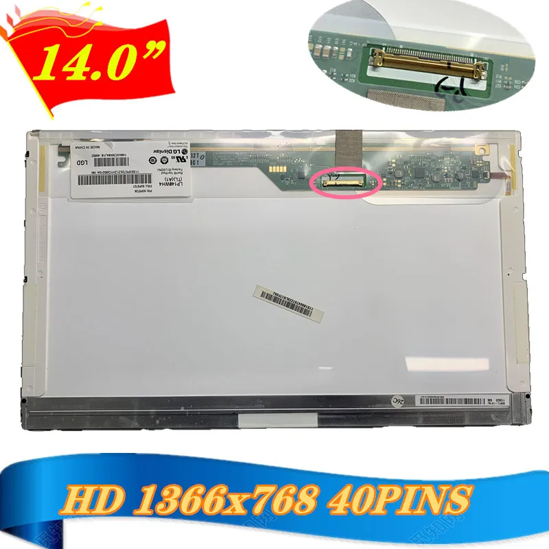 Pantalla LCD de 14,0 pulgadas, LP140WH4-TLP1 B140XW01 V.8 HB140WX1-100 LTN140AT16 01 02 07 22 N140BGE-L21 M140NWR2 R1 1366x768, 40 pines