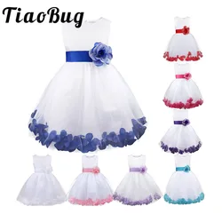 Flower Girls Princess Dress Kids Infant Girls Flower Petals Tulle Formal Wedding Pageant Dress Bridal Tulle Formal Party Dress