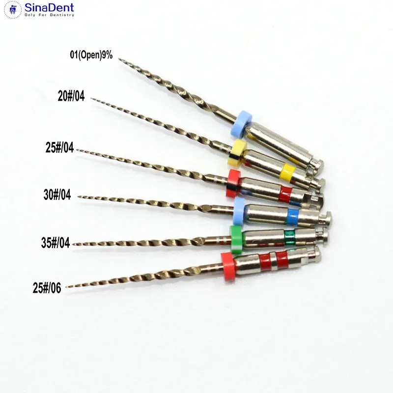 Dental Endodontic Files 04 06 Taper Pro Flexible Gold 25mm 21mm Assorted Heat Activation Treatment for Dentistry