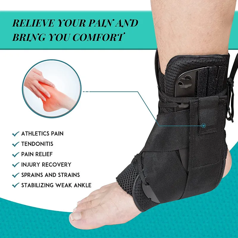 1pcs Ankle Brace Women Men Lace Up Ankle Support with Side Stabilizers for Sprains Injury Recovery Achilles Gym Ankle Protector