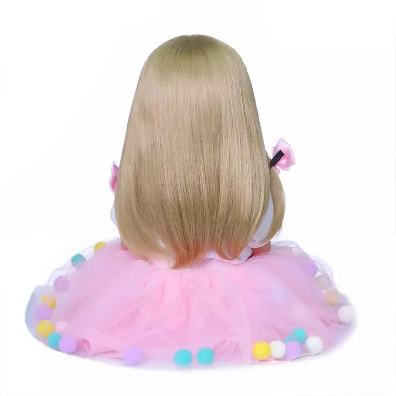 Latest Golden Sticked Hair Wig for 22inch Reborn Doll Long Strainght hair for 48-55cm Silicone Reborn Baby Dolls Hair Wig