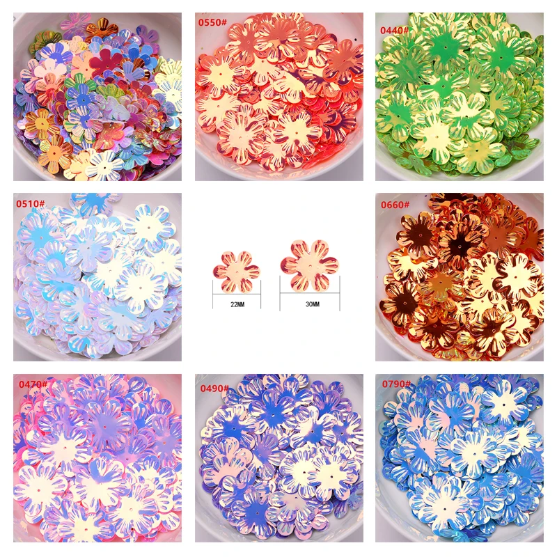 Six Round Plum Shape Flat Rainbow Flower Bulk Sequins Sewing Craft Children DIY Clothing Sewing Supplies Footwear Accessories