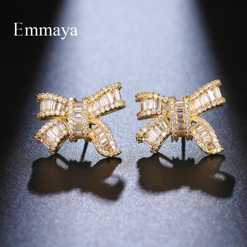 Emmaya New Fashion Bow Appearance Stud Earring For Women&Girls Cute Ornament In Dinner Fancy Zirconia Jewelry There Color