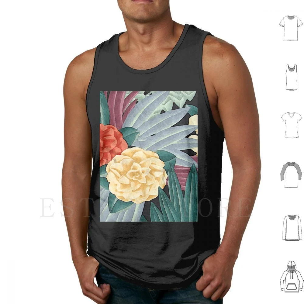 Art Deco Floral Tank Tops Vest Cotton Art Floral Gatsby 1920