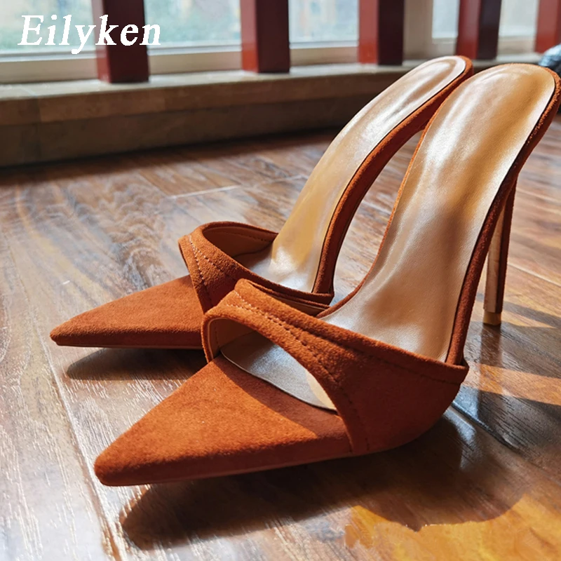 Eilyken moda donna pantofole punta a punta tacchi alti sandali Sexy spogliarellista Party Slides Mule scarpe da donna taglia 35-42