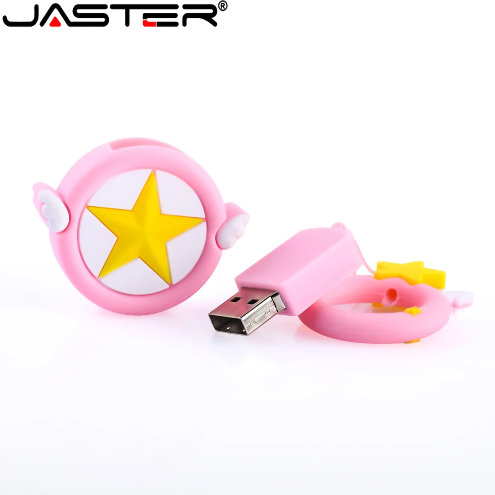 

USB 2.0 New Cartoon USB Flash Drive 64GB Cute Pink Stars Pen Drive Gifts For Girls Beautiful Girly Heart Key Chain Ring Pendrive