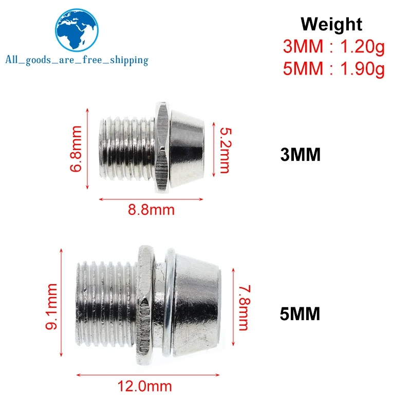 10 Stks/partij Koper Metaal 3Mm 5Mm Light Emitting Diode Led Houder Panel Display Groothandel