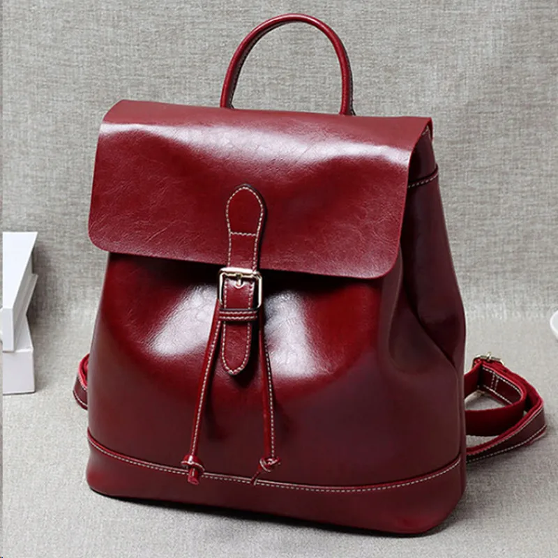 Korean Style Fashion Backpacks Solid Color Genuine Leather Softback Cover Flap Bags Lady Casual Versatile Shoulder Bag Mochilas