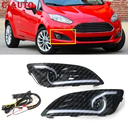 1pair Left Right DRL Daytime Running Lights For Ford Fiesta 2013 2014 2015 2016 Fog head Lamp cover car styling white Daylight
