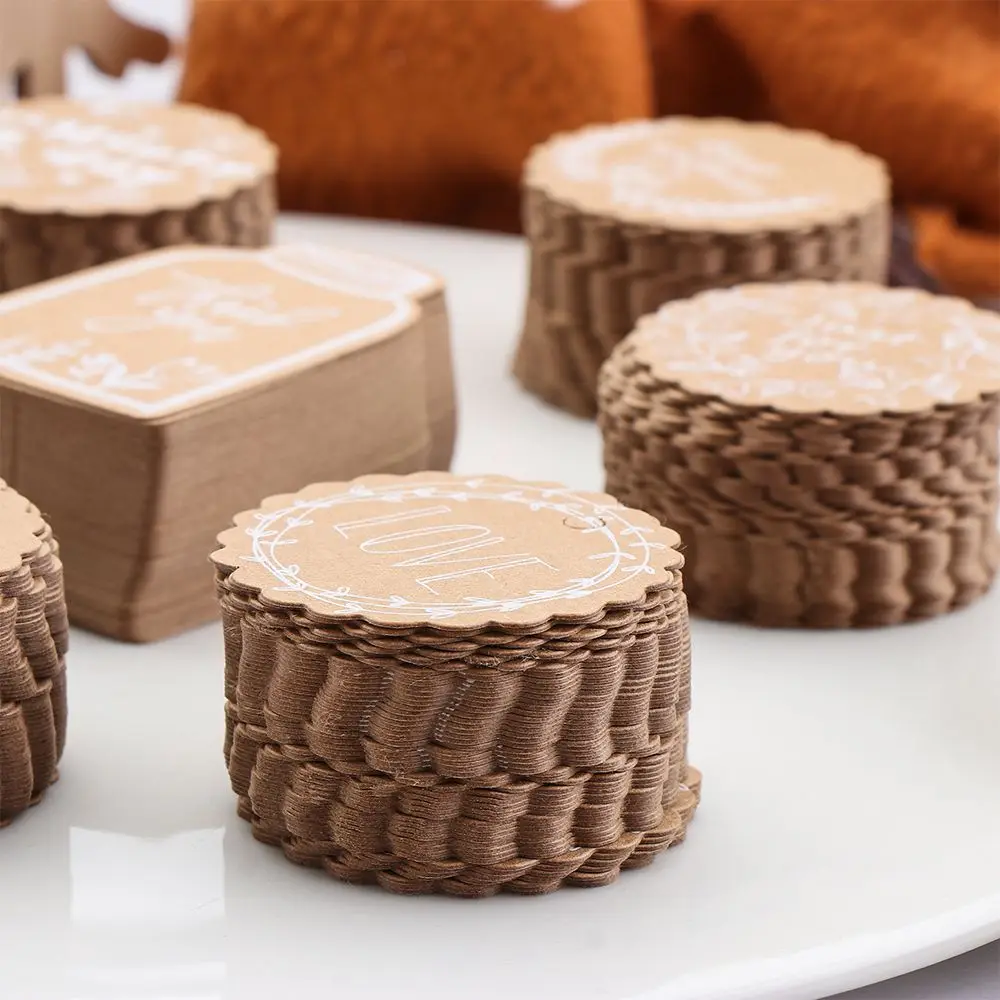 

50PCS Wedding Favors Gift packing With Rope Thank You Crafts Kraft Paper Tags Multi Style DIY Paper Label