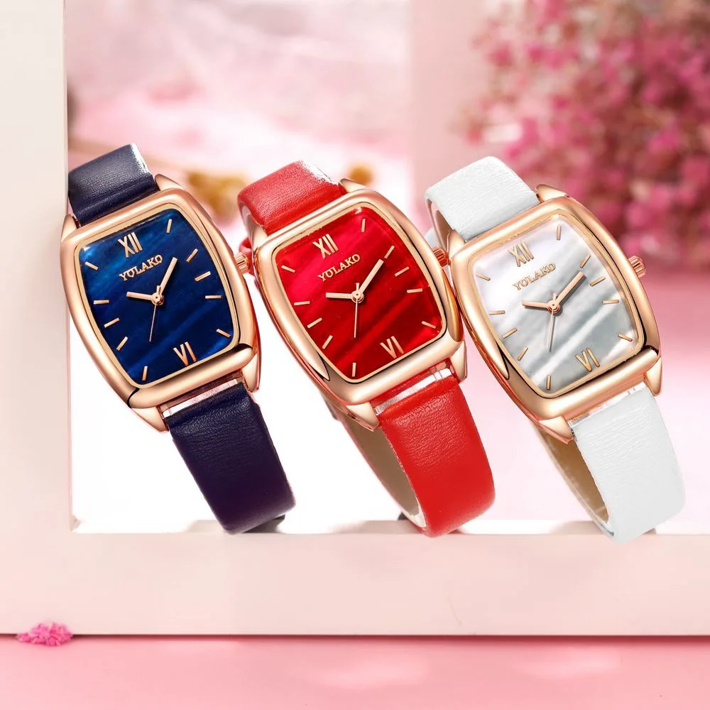 luxury belt Watch ins Style Women Watch Female Multicolor barrel-Shaped Niche Ladies Watch Leather belt Small Green Watch Female