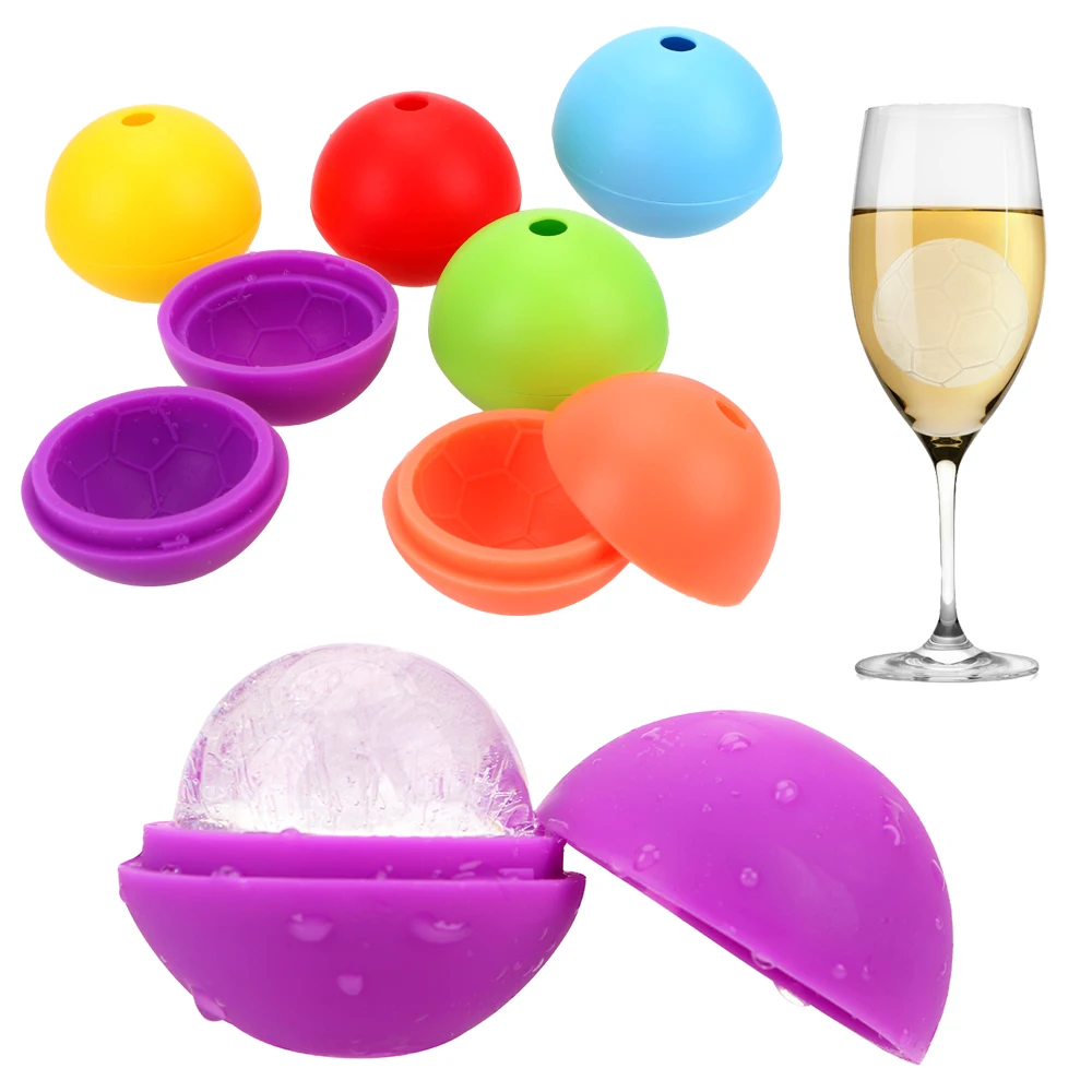 Whiskey Wine Cocktail Ice Cube Kitchen Baking Tools Silicone Ice Moulds Ice Ball Maker Football Single Case Baking Mold DIY